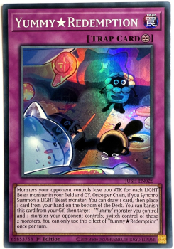 Yu-Gi-Oh! Karte - JUSH-EN026 YummyRedemption (V.2 - Super Rare) - Englisch