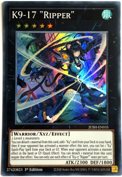 Yu-Gi-Oh! Karte - JUSH-EN035 K9-17 "Ripper" (V.1 - Super Rare) - Englisch