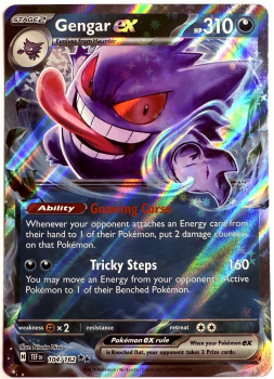 Pokémon Karte - TEF EN - 104/162 Double Rare - Gengar ex - Englisch