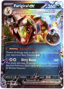 Pokémon Karte - TEF EN - 108/162 Double Rare - Farigiraf ex - Englisch